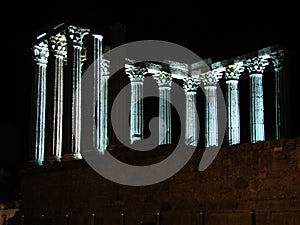 Evora Roman temple by night