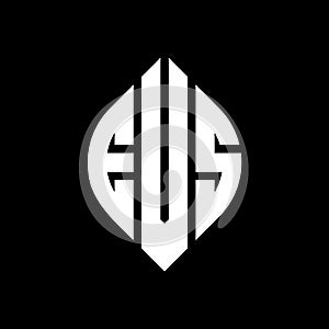 EVS circle letter logo design with circle and ellipse shape. EVS ellipse letters with typographic style. The three initials form a photo