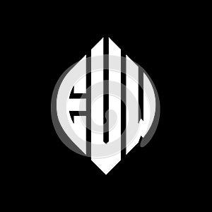EVW circle letter logo design with circle and ellipse shape. EVW ellipse letters with typographic style. The three initials form a