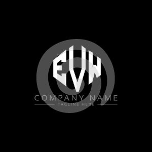 EVW letter logo design with polygon shape. EVW polygon and cube shape logo design. EVW hexagon vector logo template white and