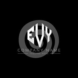 EVY letter logo design with polygon shape. EVY polygon and cube shape logo design. EVY hexagon vector logo template white and