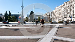 Evzones - presidential ceremonial guards in the Tomb of the Unknown Soldier at the Greek Parliament