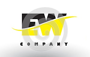 EW E W Black and Yellow Letter Logo with Swoosh.