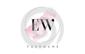 EW E W Watercolor Letter Logo Design with Circular Brush Pattern