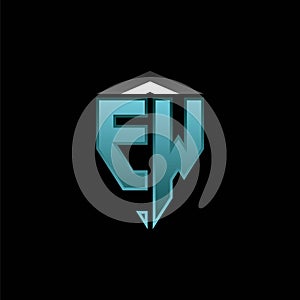 EW Logo Shield Blue Light Style Design
