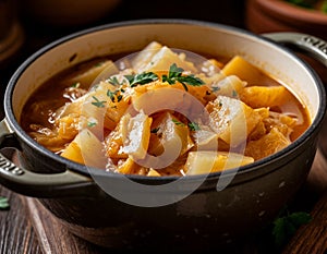 ewed cabbage in a pot
