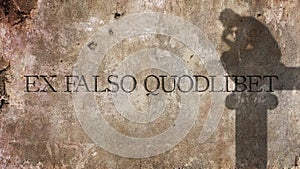 Ex falso quodlibet. From false premises one can prove anything. photo