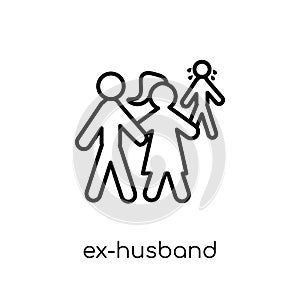 ex-husband icon. Trendy modern flat linear vector ex-husband icon on white background from thin line family relations collection photo