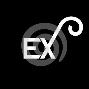 EX letter logo design on black background. EX creative initials letter logo concept. ex letter design. EX white letter design on