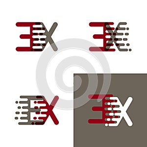 EX letters logo with accent speed in drak red and gray