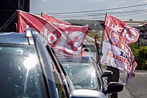 The ex-president Luiz Inacio Lula da Silva voters organize a motorcade