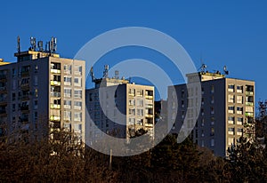 Ex-soviet concrete block houses in eastern-europe