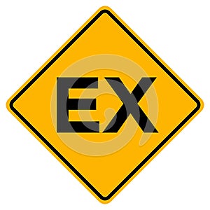 Ex Yellow Warning Attention Sign on a white background