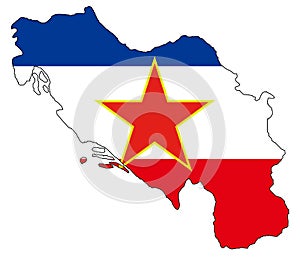 Ex Yugoslavia map and flag photo