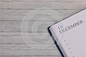 Exact date in the new diary. Important event and note space for December 10