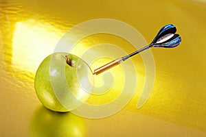 Exact hit of a dart in an apple