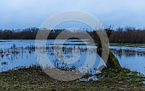 The exact spot of the first bridge built in 1812 at the Berezina river , Belarus