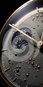 Exacting Precision: Open Face Moon Dial Watch In Gray And Gold