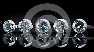 Exacting Precision: Six Round Cut Diamonds On A Black Background
