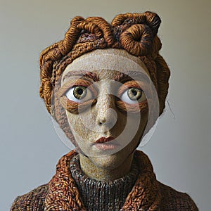 with exaggerated, large eyes and a photo