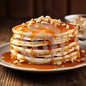Exaggerated Naturecore Pancakes With Syrup And Peanuts photo
