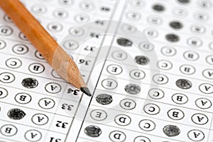 Exam form and pencil