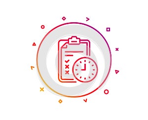 Exam time line icon. Checklist sign. Vector