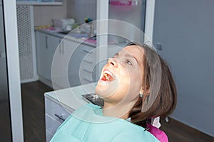 Examination oral cavity or treatment teeth, visiting dental office