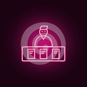 examiner icon. Elements of interview in neon style icons. Simple icon for websites, web design, mobile app, info graphics