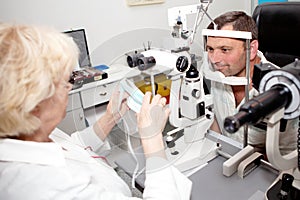 Examining in ophthalmology clinic