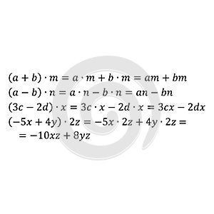 An example of the algebraic problem of multiplying a polynomial by a monomial positive and negative numbers