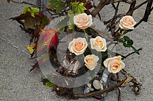 An example of autumn Ikebana, the Japanese art of flower arrangement