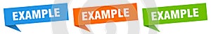 example banner. example speech bubble label set.