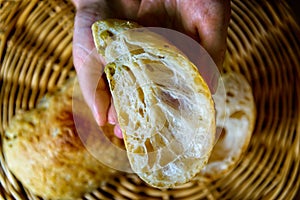 Example of bread made from flour rich in gluten