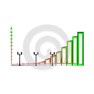 Example of business bar graph. Infographics bar Chart Vector Icon, isolated on the white background. Editable EPS file illustratio