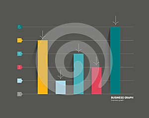 Example of business flat design graph on black background.