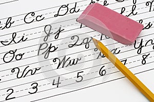 Learning cursive writing photo