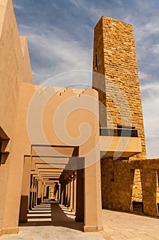 Modern architecture of Al Bujairi in the traditional Arabic style, Ad Diriyah, Saudi Arabia photo