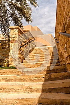 A staircase in Al Bujairi Heritage Park, Ad Diriyah, Saudi Arabia photo