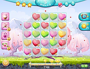 Example of the playing field on the theme of Valentine's Day