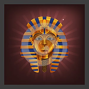 Example of receiving the cartoon golden achievement Egyptian pharoah figurine for game screen.