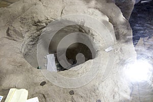 An example of a stone stave in the church in Cana of Galilee in Israel in the Holy Land