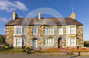 Welsh stone cottages in Newport. Pembrokeshire. UK