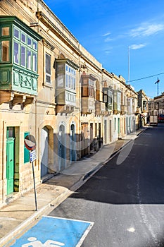 Beautiful colourful balconies belong to the island of Gozo, Malta, Europe photo