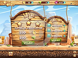 Example of window complete the level and receive awards for playing Wild West