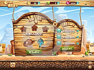 Example of window to pass the task level in game Wild West