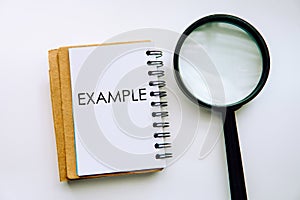 Example word on a note book