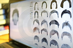 Examples of different hair for identikit on