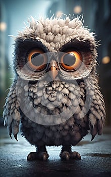 The Exasperated Owl: A Cute Animal Cartoon with Big Eyes