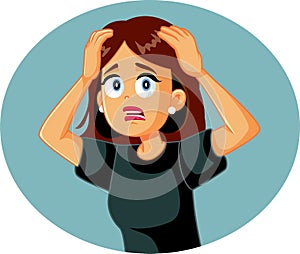 Exasperated Young Woman Vector Cartoon Illustration